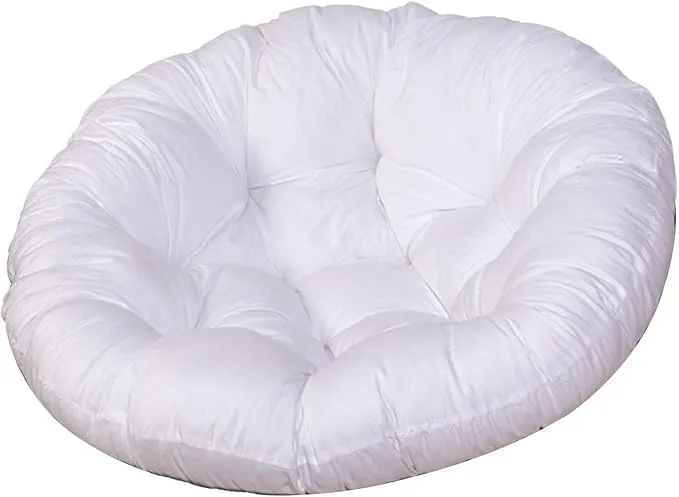 New 24 Inch Round Indoor/Outdoor Chair Cushion! Great for round hammock chairs or as a floor cushion, White! Tufted