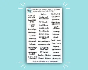 New Bullet Journal Spread Headers