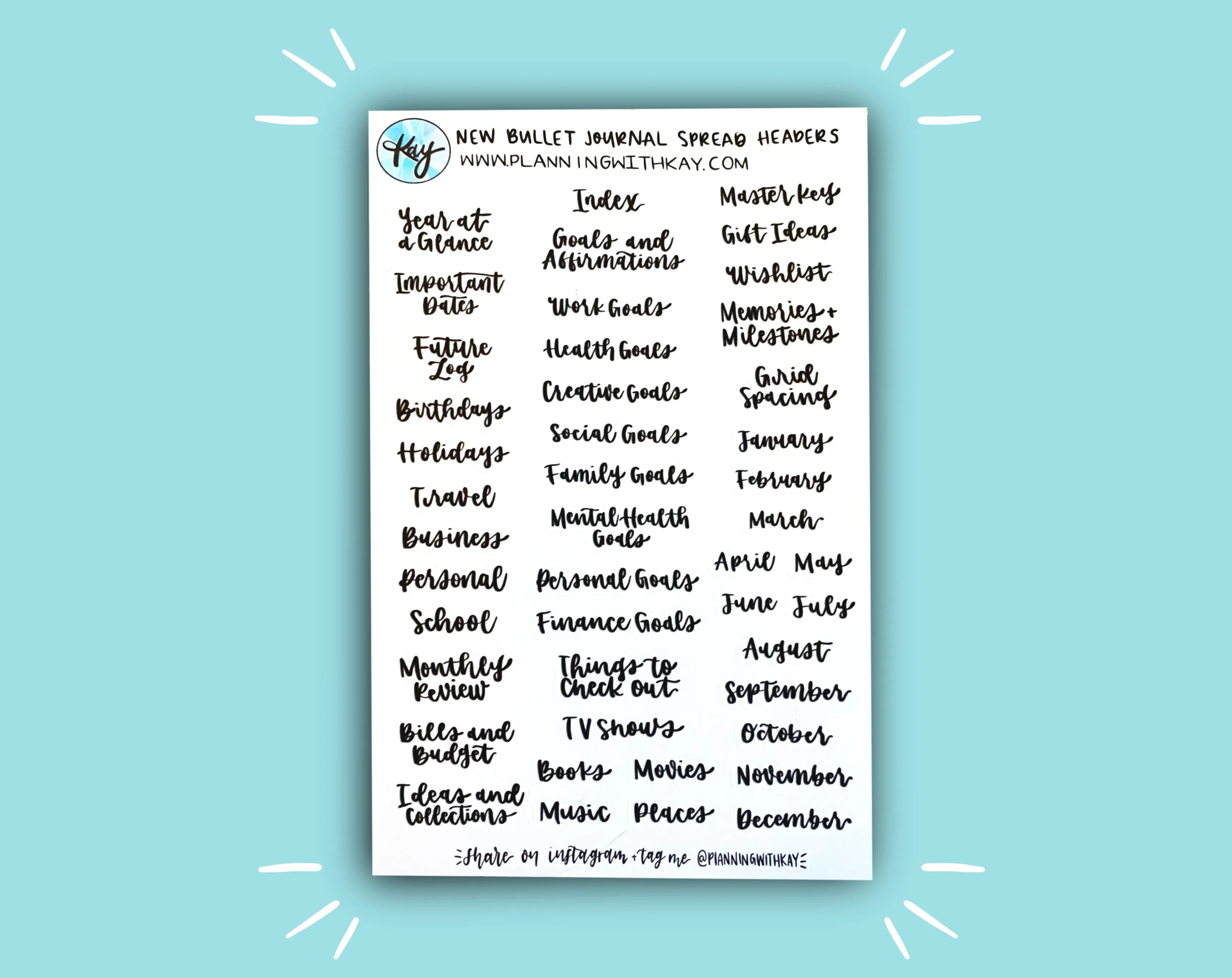 New Bullet Journal Spread Headers