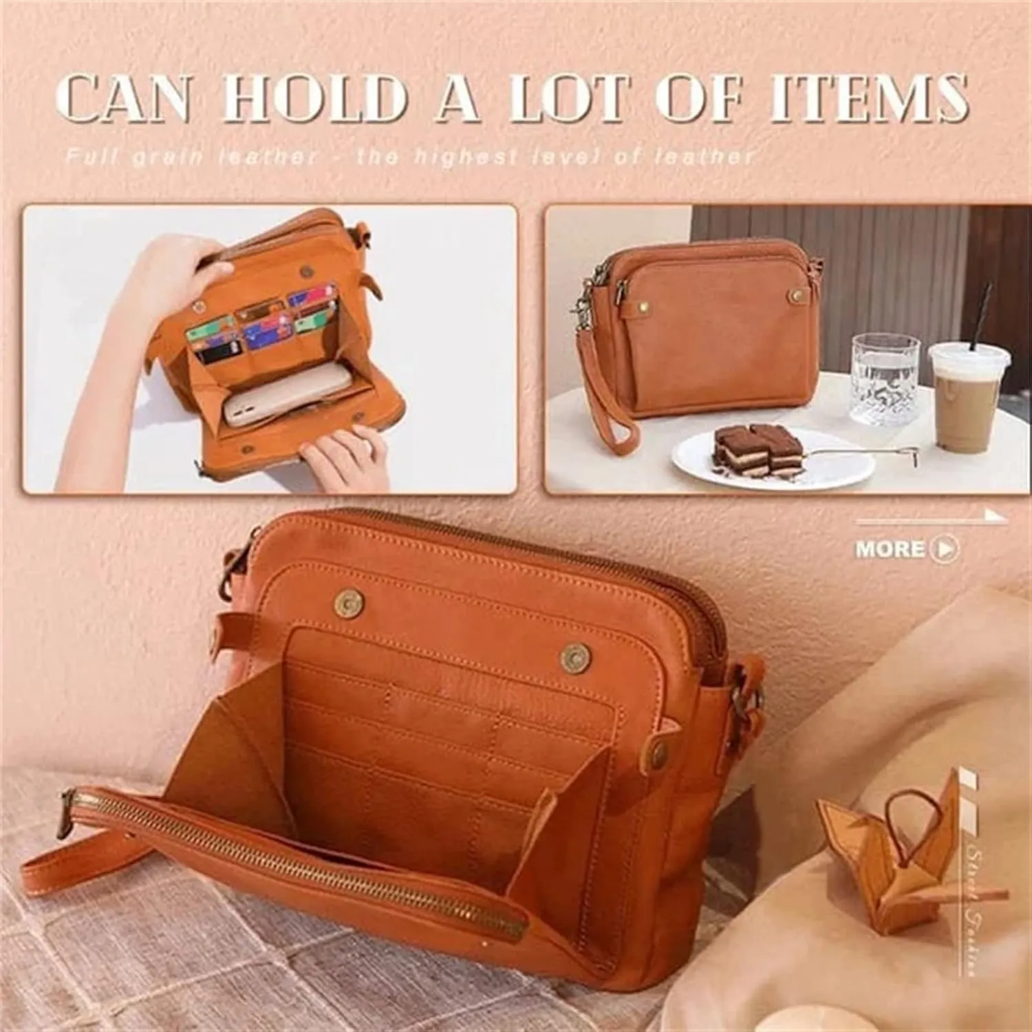 NEW NAVY BLUE Gpmsign Crossbody Bag, Gpmsign-Fashion Anti Theft Leather Bag, PU Leather Shoulder Bags and Clutches, 3 Layer Crossbody Leather Shoulder Bag
