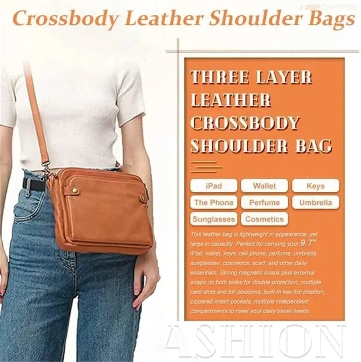 NEW NAVY BLUE Gpmsign Crossbody Bag, Gpmsign-Fashion Anti Theft Leather Bag, PU Leather Shoulder Bags and Clutches, 3 Layer Crossbody Leather Shoulder Bag