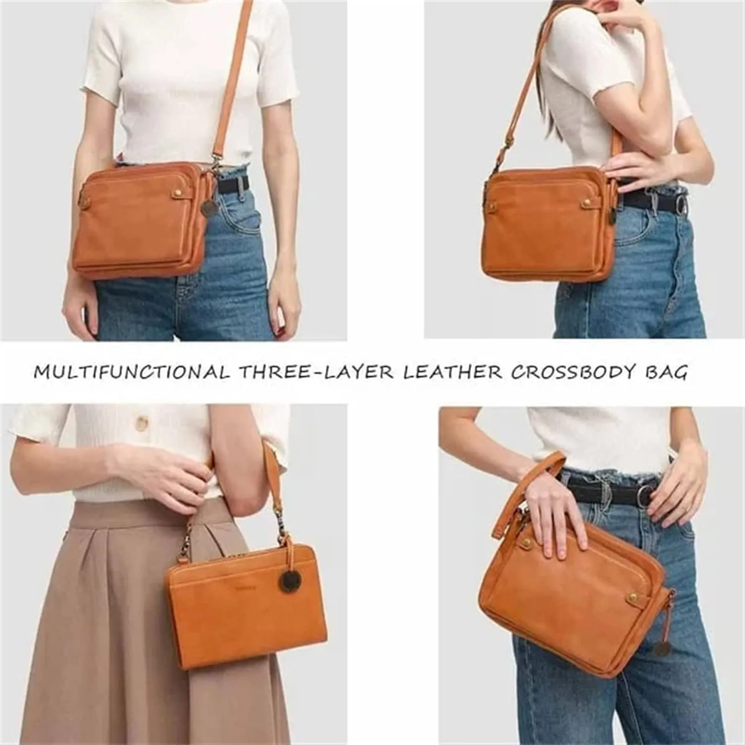 NEW NAVY BLUE Gpmsign Crossbody Bag, Gpmsign-Fashion Anti Theft Leather Bag, PU Leather Shoulder Bags and Clutches, 3 Layer Crossbody Leather Shoulder Bag