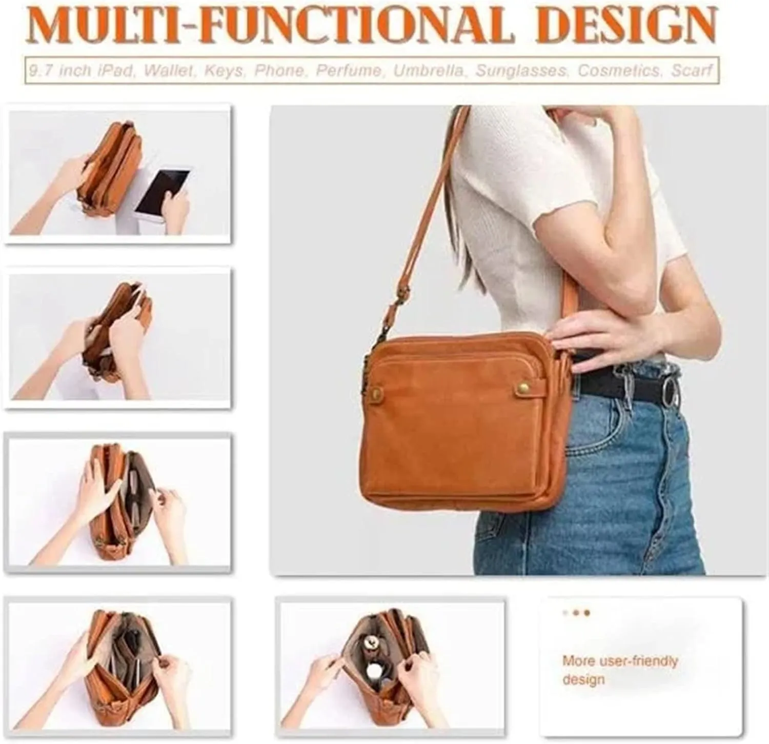 NEW NAVY BLUE Gpmsign Crossbody Bag, Gpmsign-Fashion Anti Theft Leather Bag, PU Leather Shoulder Bags and Clutches, 3 Layer Crossbody Leather Shoulder Bag