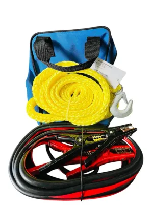 New Roadside Emergency Kit with Heavy Duty Tow Rope & Booster Cables with convenient storage bag!