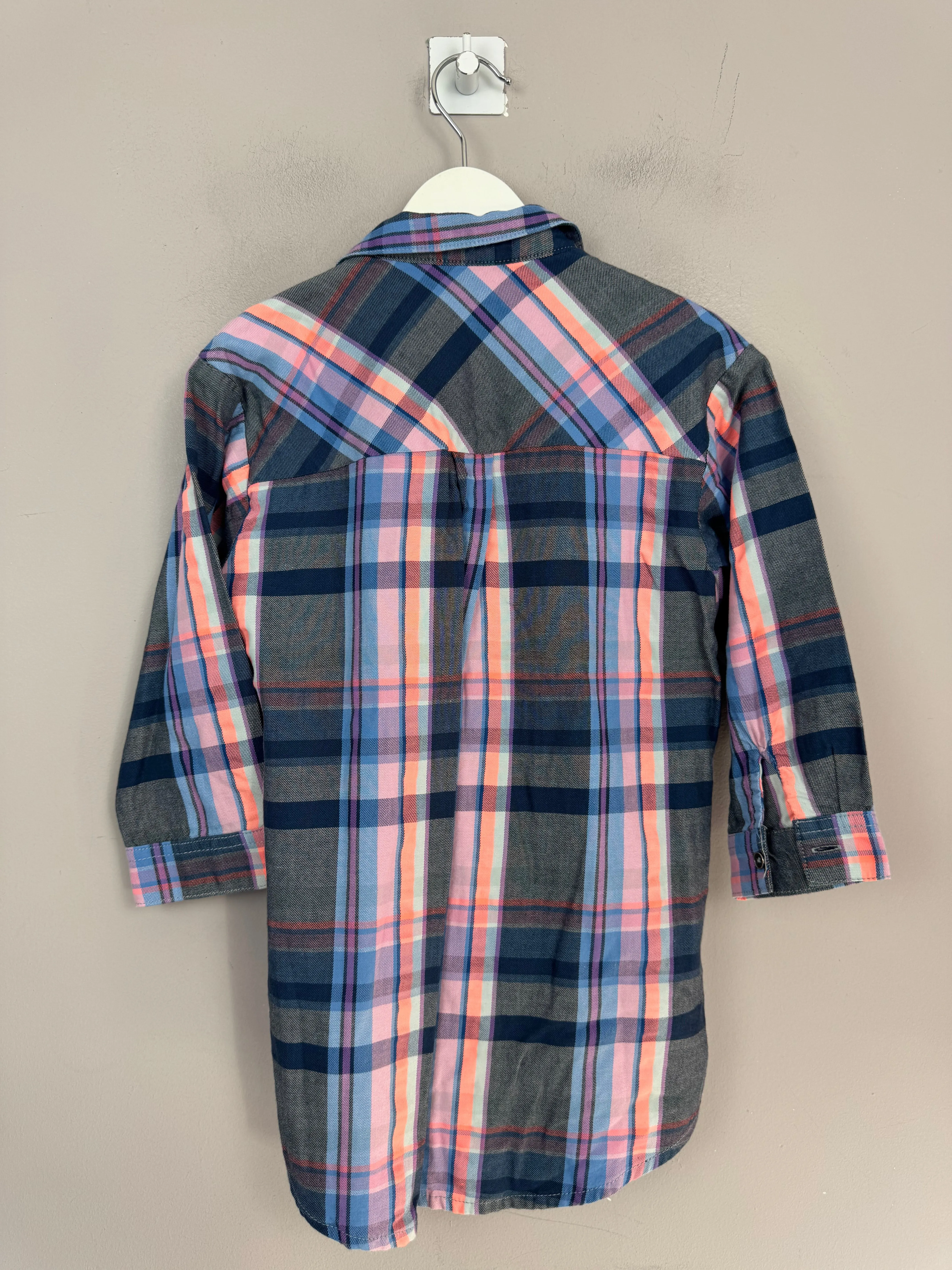 Next Blue Check Shirt Dress 4y