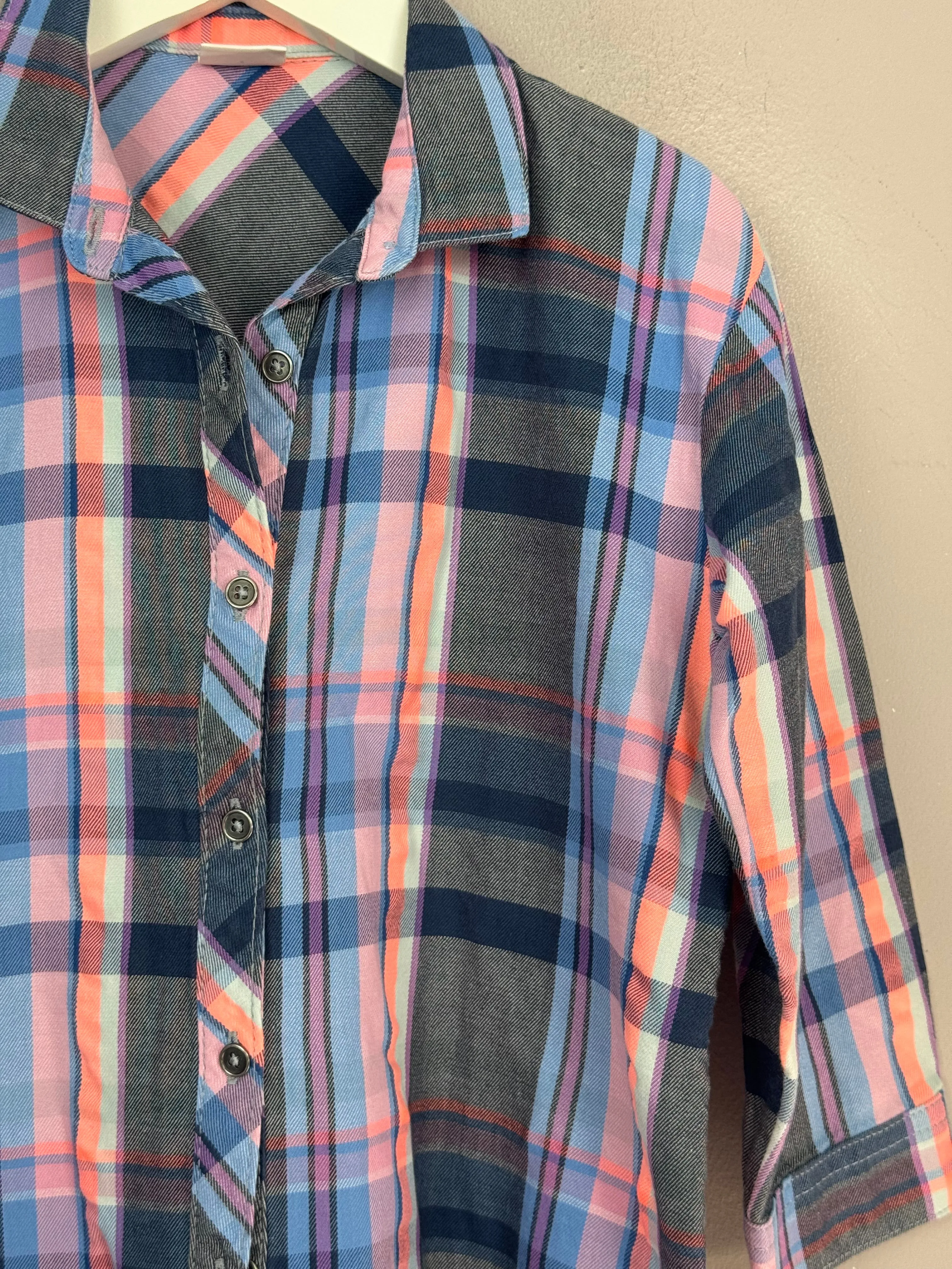Next Blue Check Shirt Dress 4y