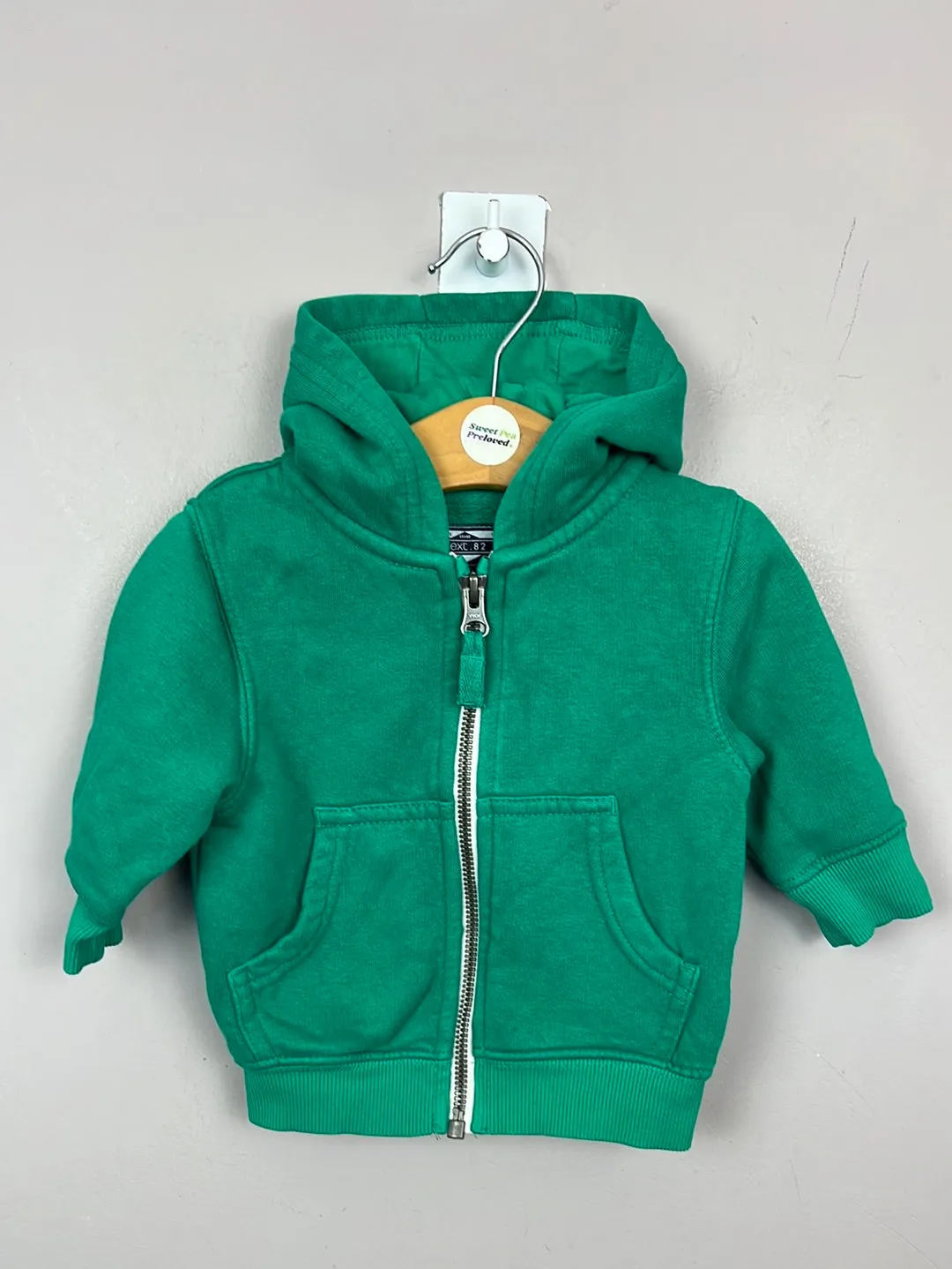 Next green zip up hoodie 3-6m