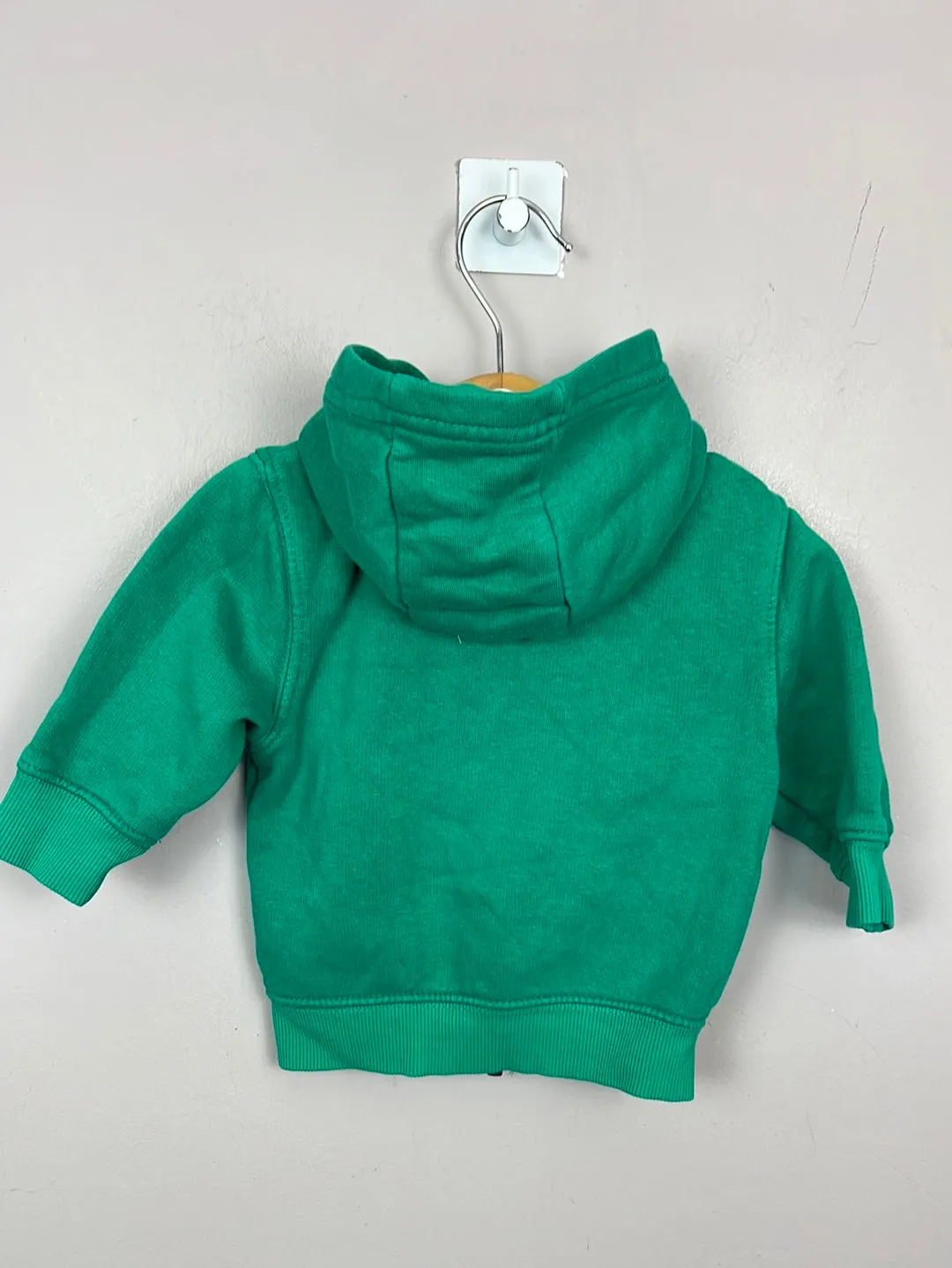 Next green zip up hoodie 3-6m