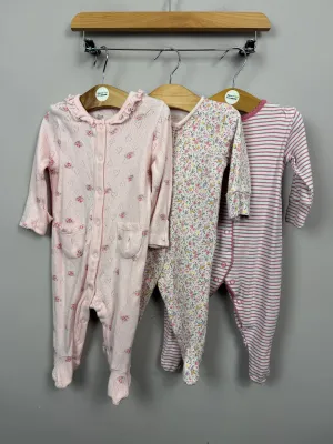 Next pink pointelle floral sleepsuits 3-6m