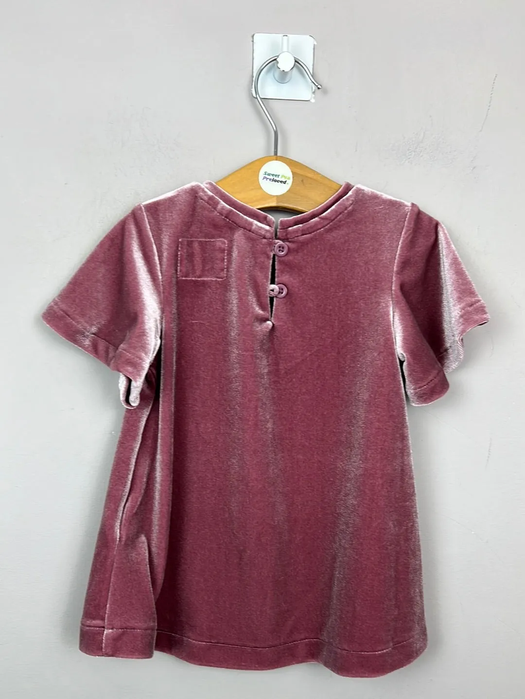 Next pink velour ruffle dress 3-6m, 9-12m