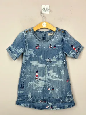 Next sail boat embroidered denim dress 3-4y