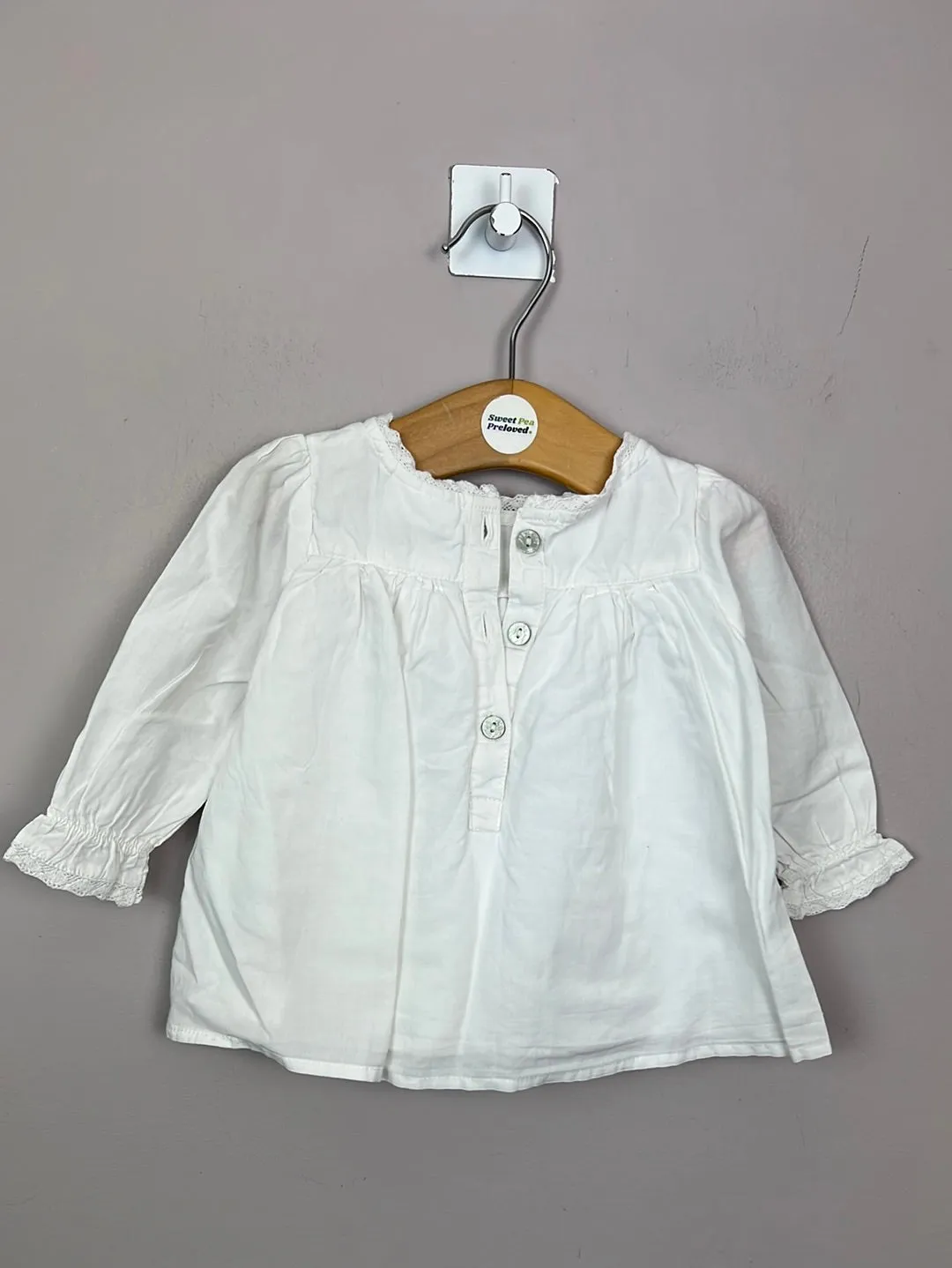 Next white embroidered long sleeve blouse 0-3m
