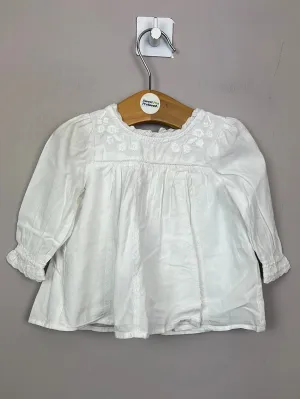 Next white embroidered long sleeve blouse 0-3m