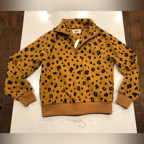 NWT Madewell MWL Betterfleece Half-Zip Sweatshirt in Cheetah Print XS