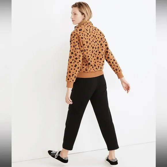 NWT Madewell MWL Betterfleece Half-Zip Sweatshirt in Cheetah Print XS
