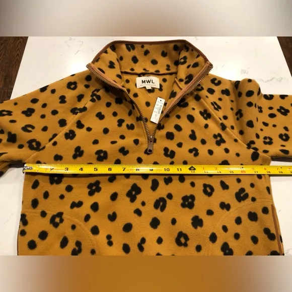 NWT Madewell MWL Betterfleece Half-Zip Sweatshirt in Cheetah Print XS