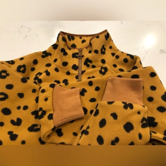 NWT Madewell MWL Betterfleece Half-Zip Sweatshirt in Cheetah Print XS