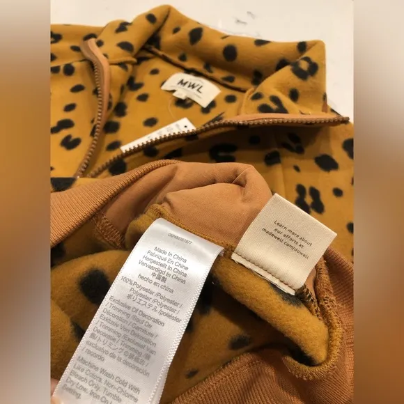 NWT Madewell MWL Betterfleece Half-Zip Sweatshirt in Cheetah Print XS