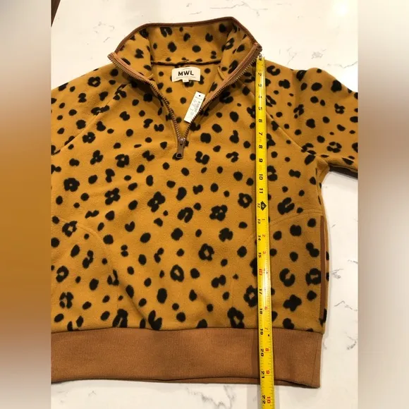 NWT Madewell MWL Betterfleece Half-Zip Sweatshirt in Cheetah Print XS