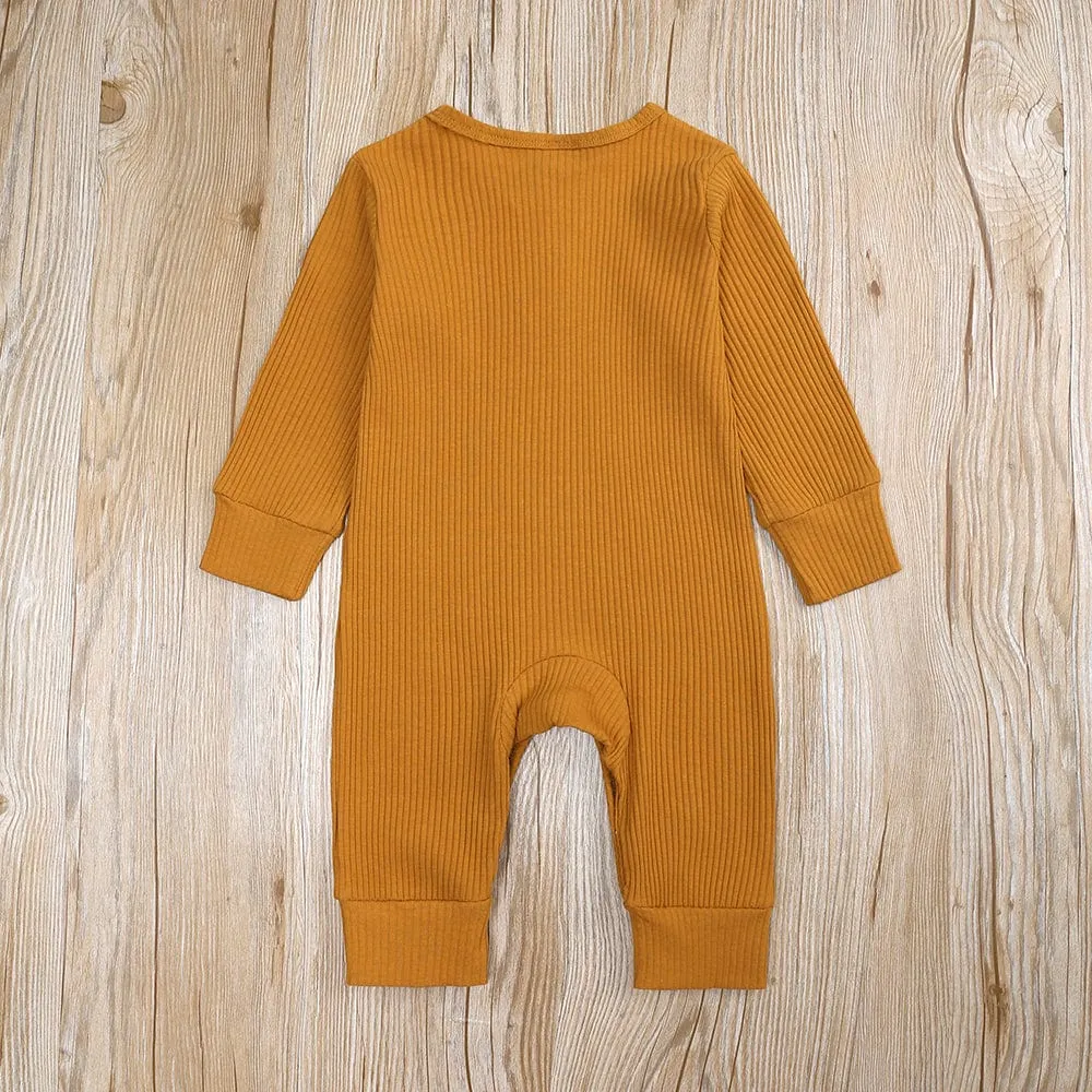 Ochre Henley-Style Sleepsuit