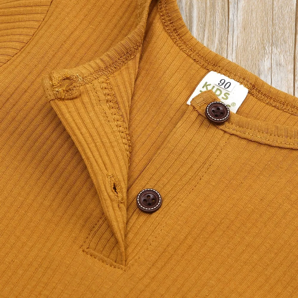 Ochre Henley-Style Sleepsuit