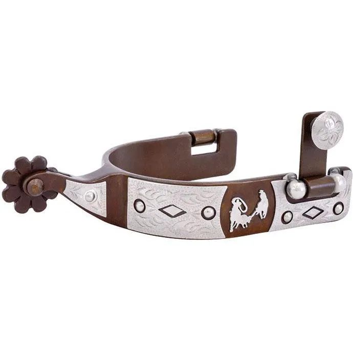 Offset Roping Motif Mens Western Spur