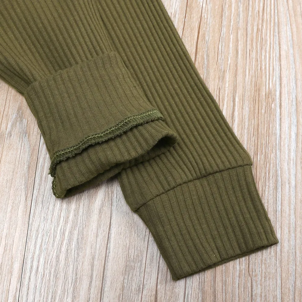 Olive Henley-Style Sleepsuit