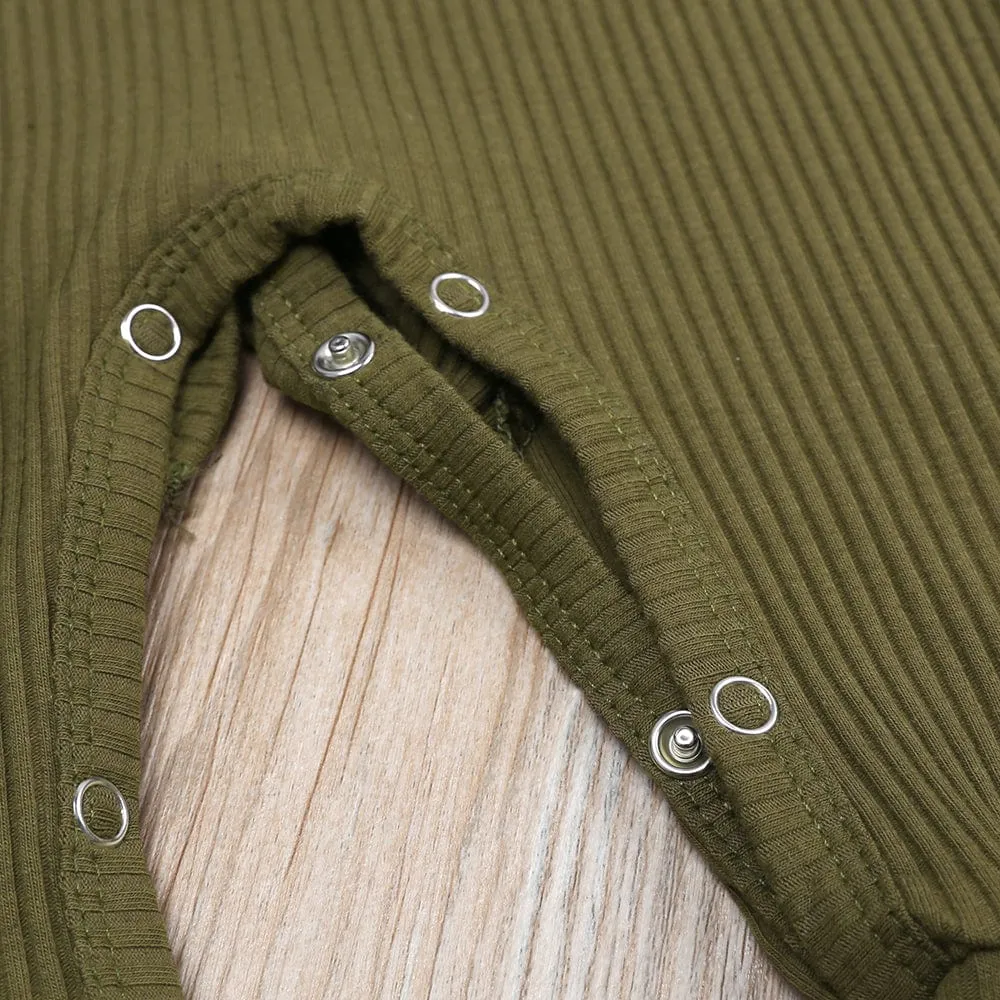 Olive Henley-Style Sleepsuit