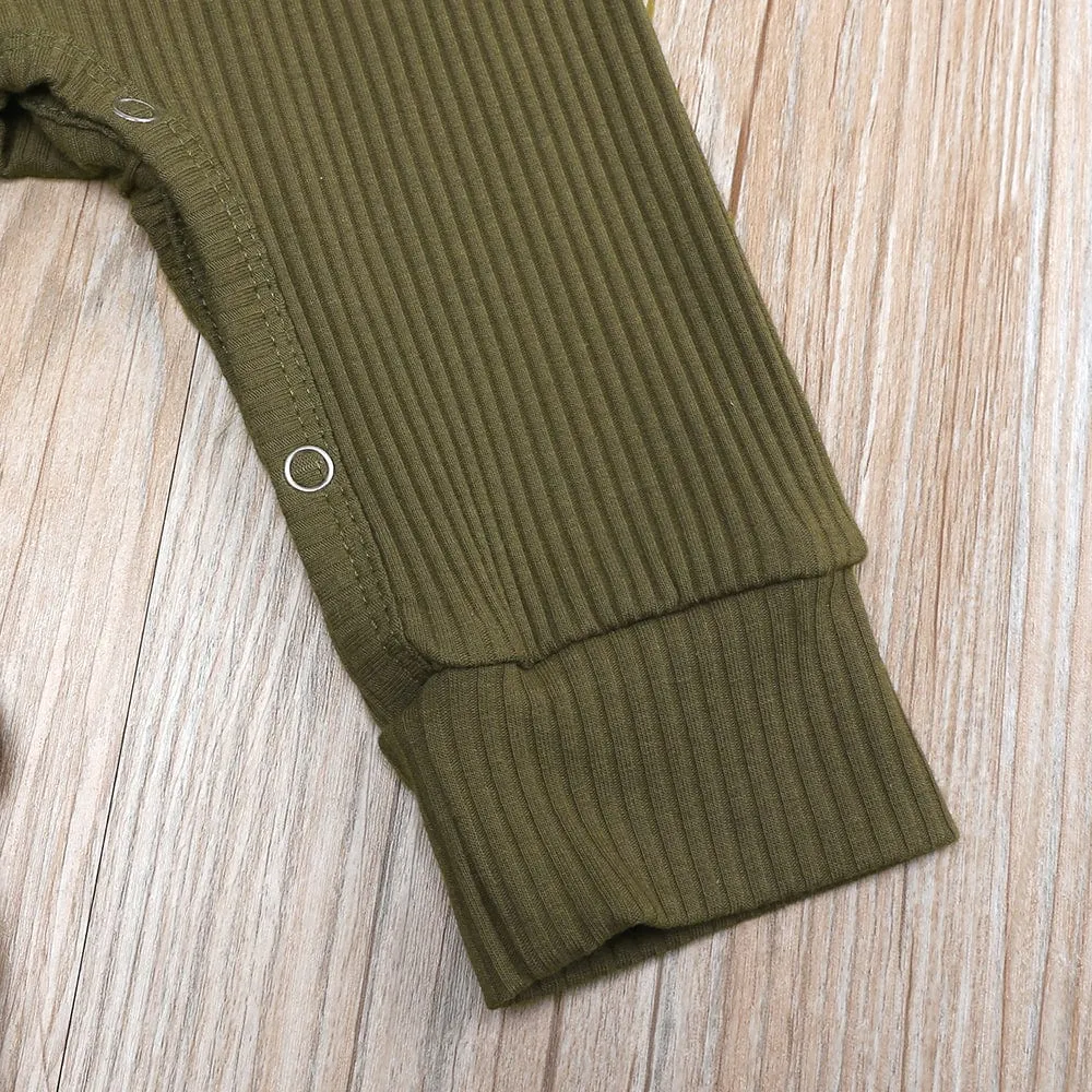 Olive Henley-Style Sleepsuit