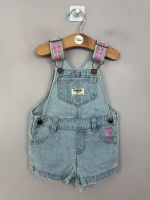 Oshkosh light denim pink embroidered short dungarees 9m