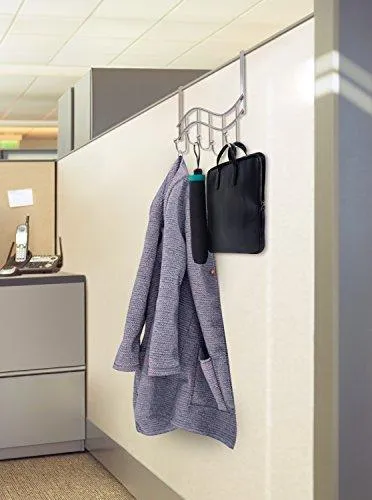 Over the Door Rack with Hooks | 5 Hangers for Towels Coats Clothes Robes Ties Hats | Bathroom Closet Extra Long Heavy Duty Chrome Space Saver Mudroom Organizer by Kyle Matthews Designs