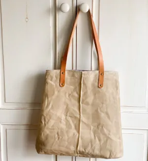 Over-the-Shoulder City TOTE | Tan/Sand WAXED LINEN Outside | Fully Lined
