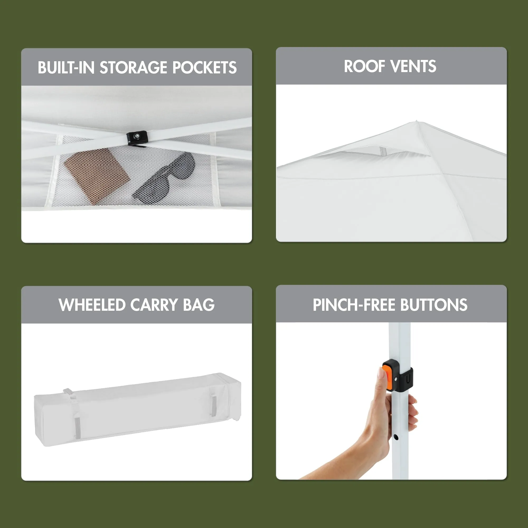 Ozark Trail Simple Push Straight Leg Instant Canopy, White, 10 ft x 10 ft - new