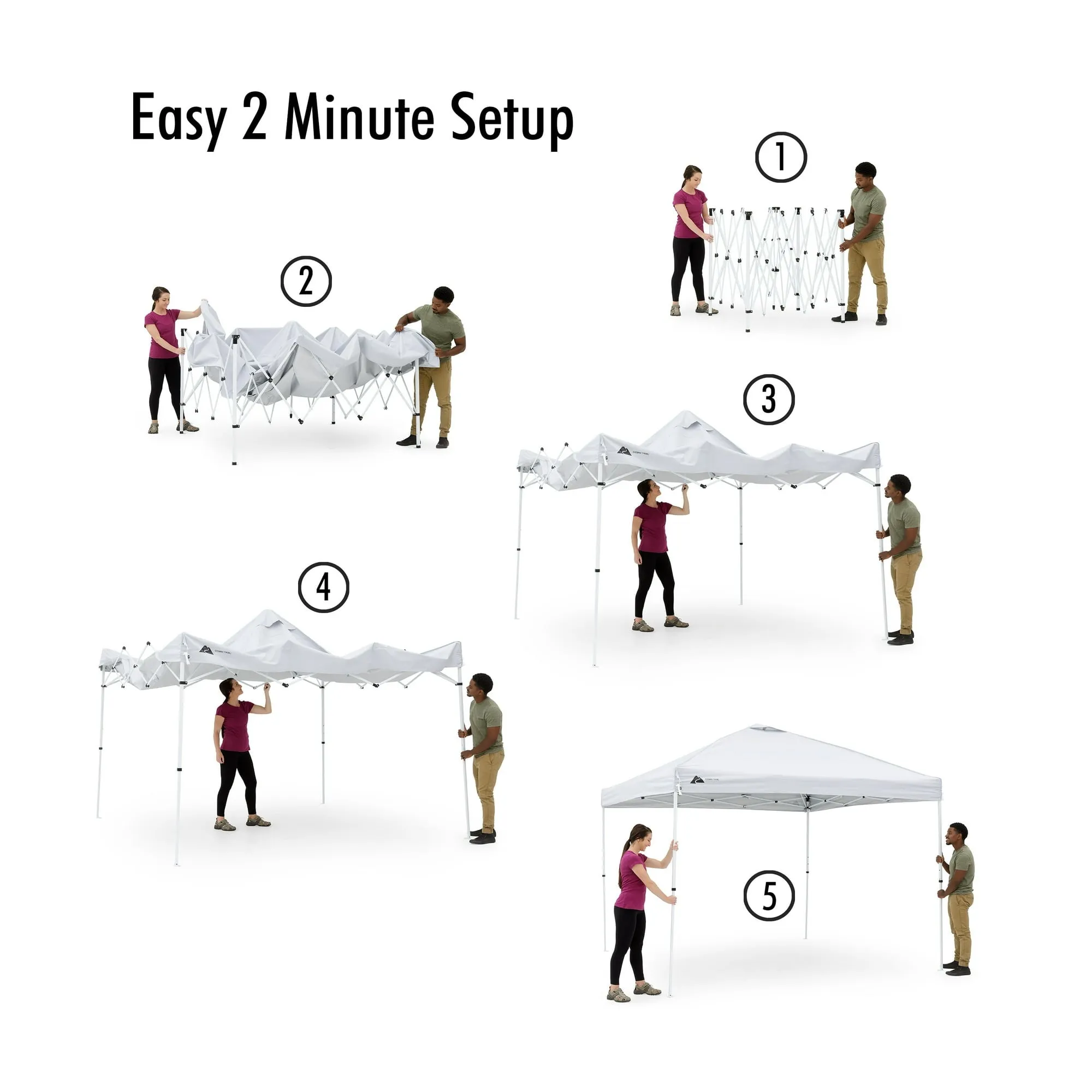 Ozark Trail Simple Push Straight Leg Instant Canopy, White, 10 ft x 10 ft - new