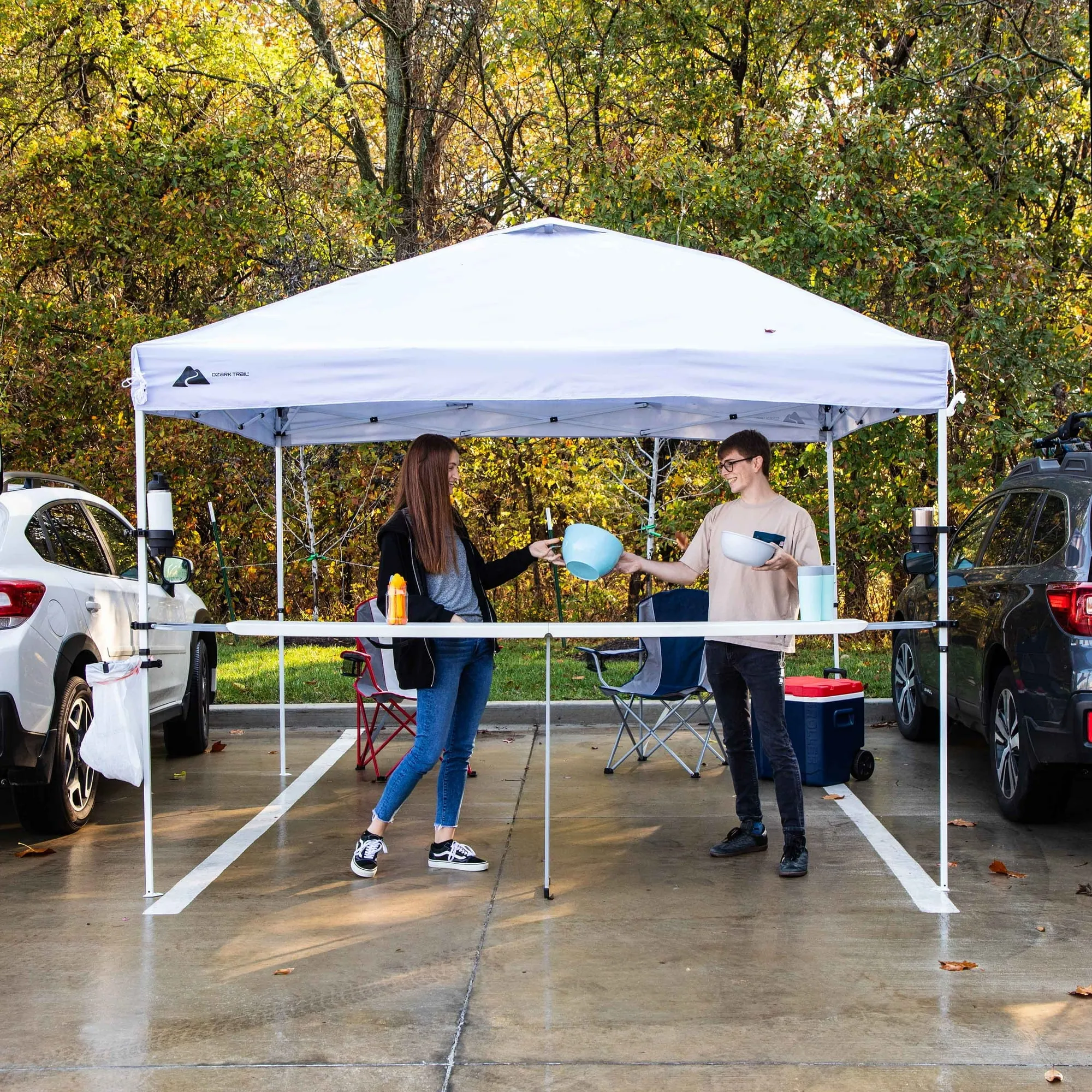 Ozark Trail Simple Push Straight Leg Instant Canopy, White, 10 ft x 10 ft - new