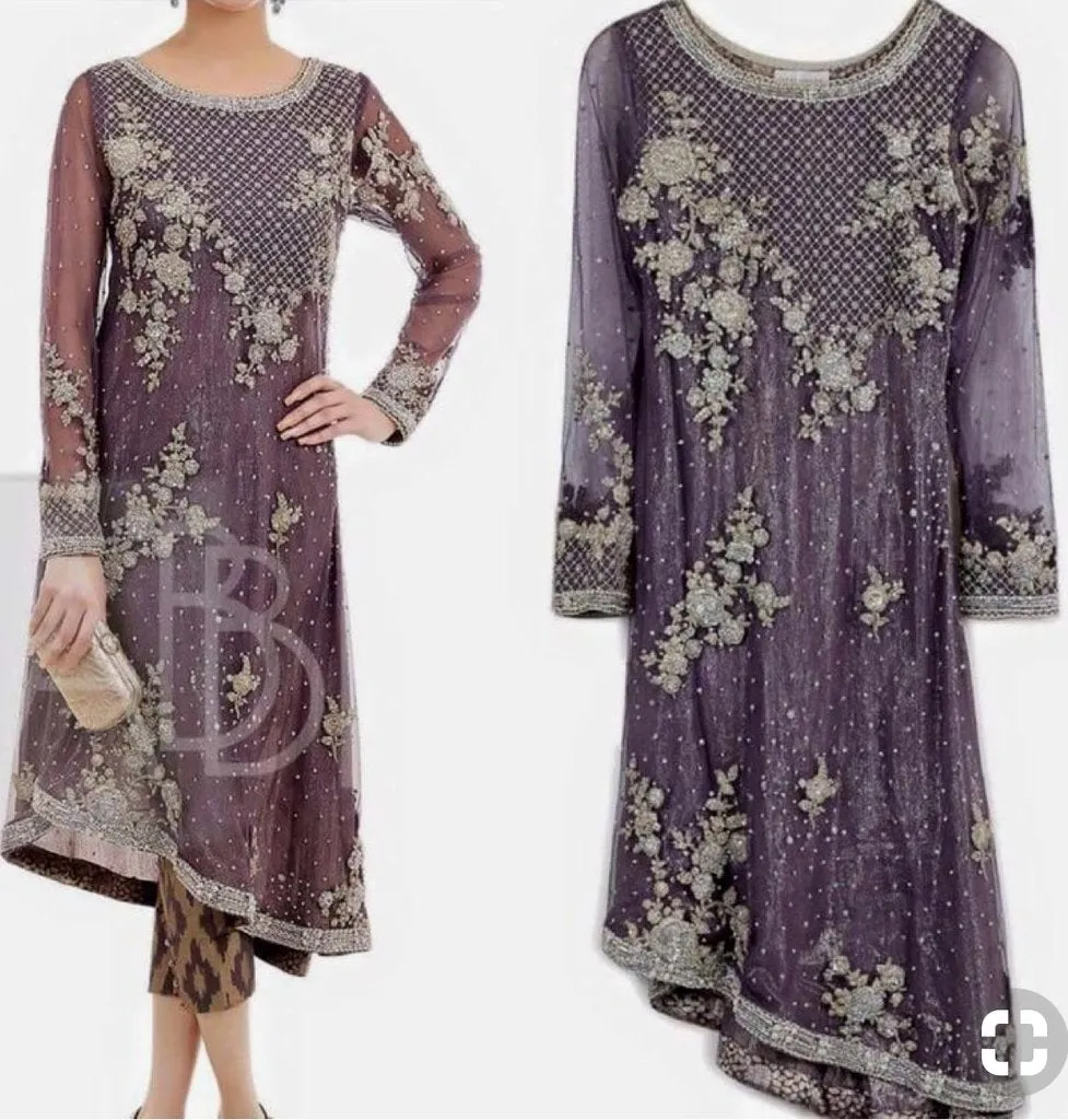 Pakistani Wedding Outfit In Plum Color Model# W 1702
