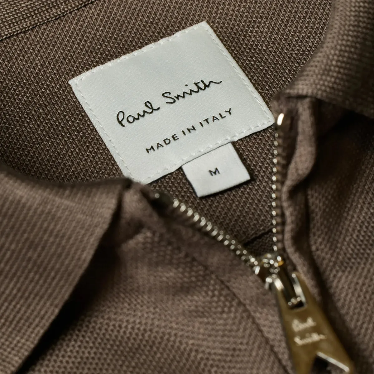 Paul Smith - 'Signature Stripe' Trim Zip Polo Shirt in Taupe