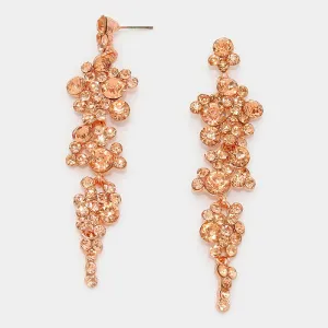 Peach Crystal Long Dangle Earrings | 294872