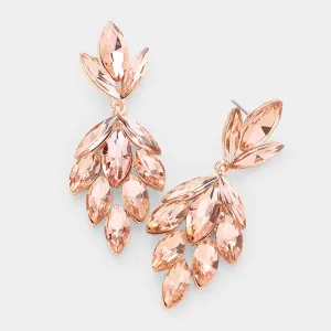 Peach Crystal Marquise Cluster Pageant Earrings  | Prom Earrings | 421814