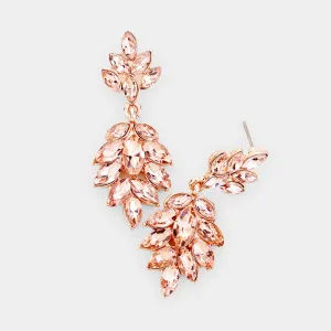 Peach Crystal Marquise Stone Drop Dangle Earrings | Prom Earrings | 434232
