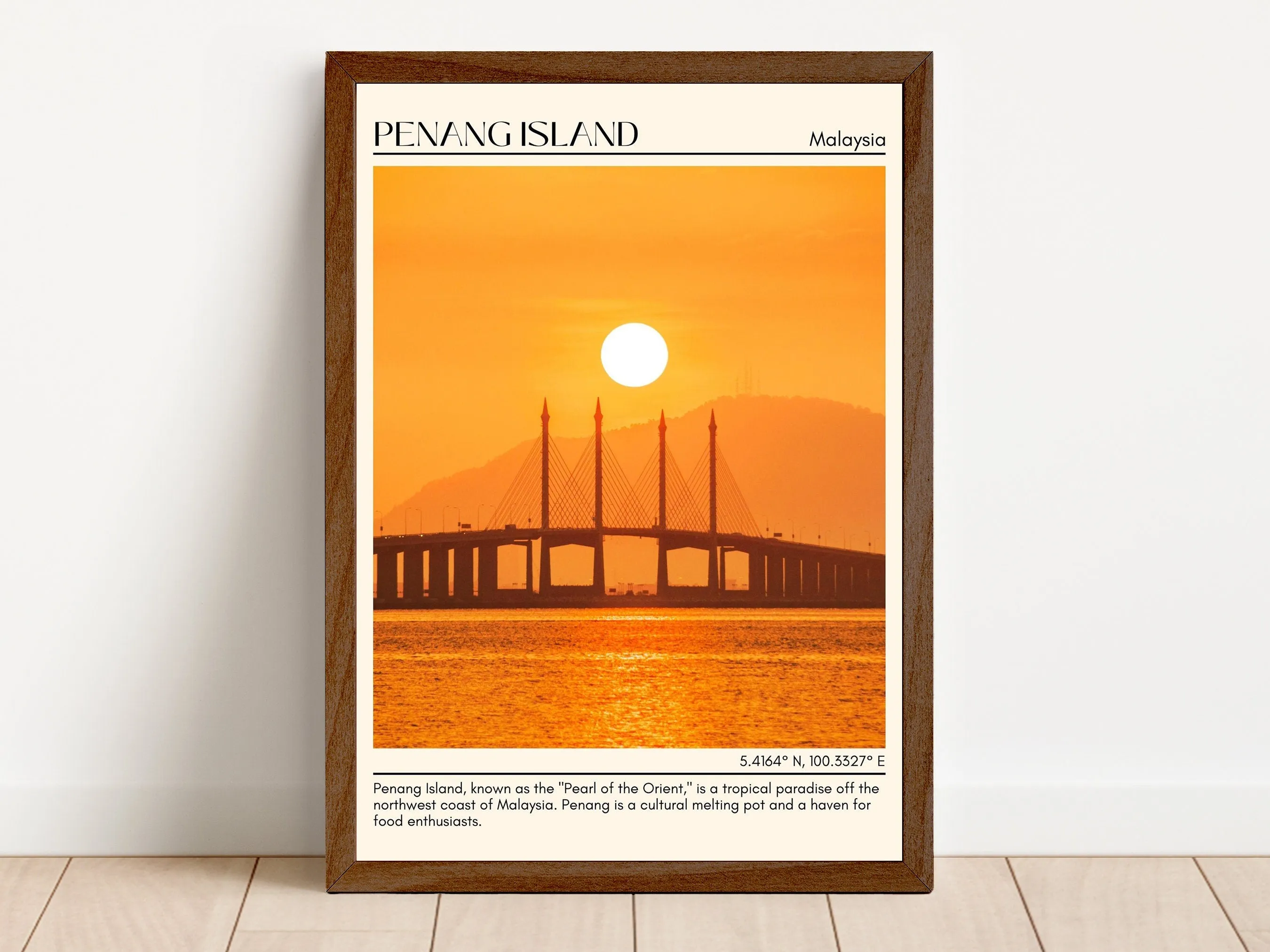 Penang Island Minimal Wall Art, Malaysia