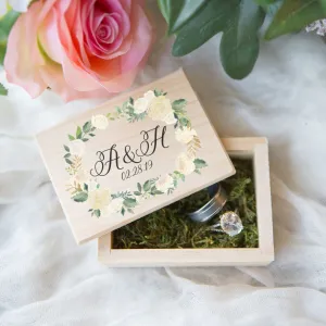 Personalized Floral Wedding Ring Box