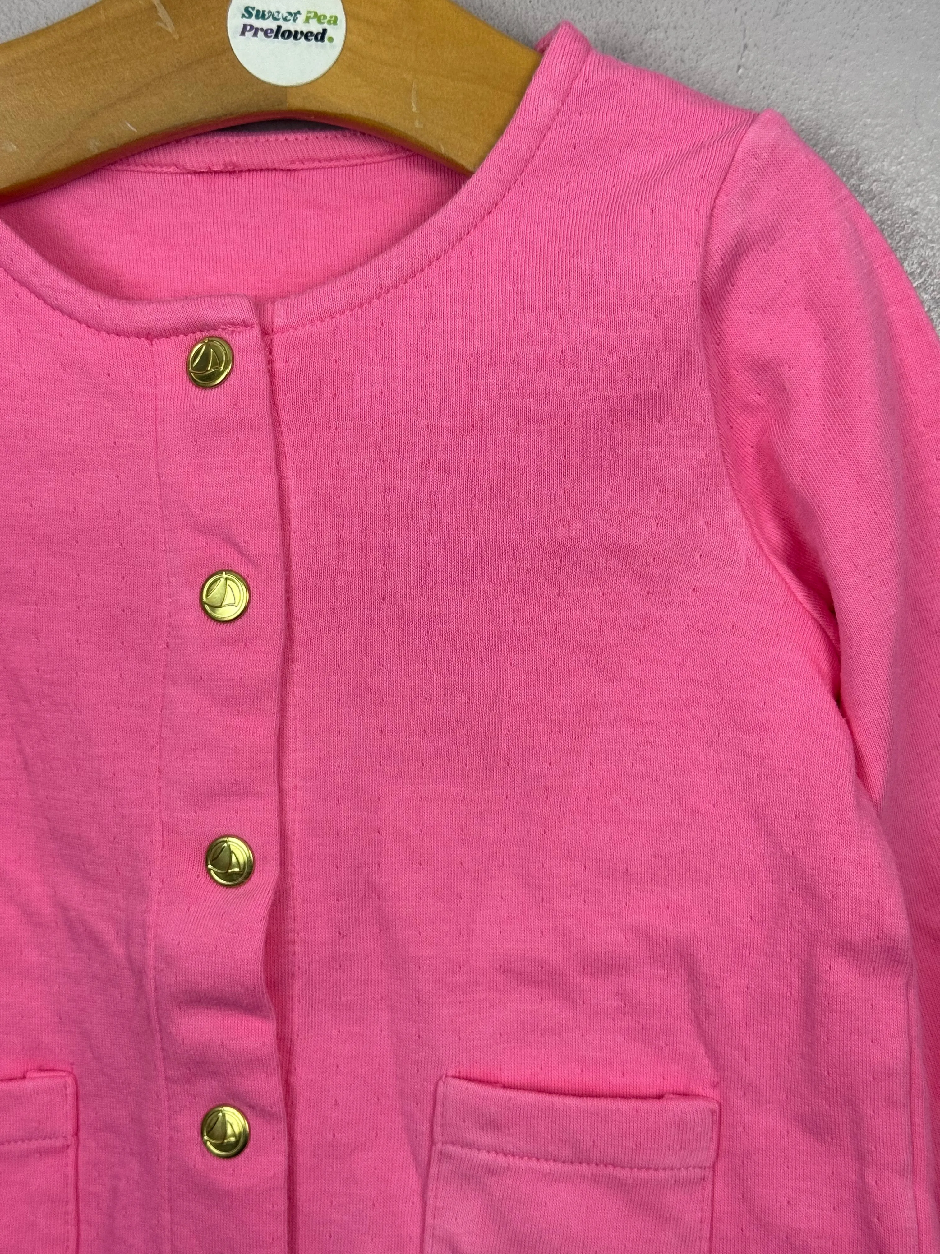 Petit Bateau Pink Jersey Cardigan 24m