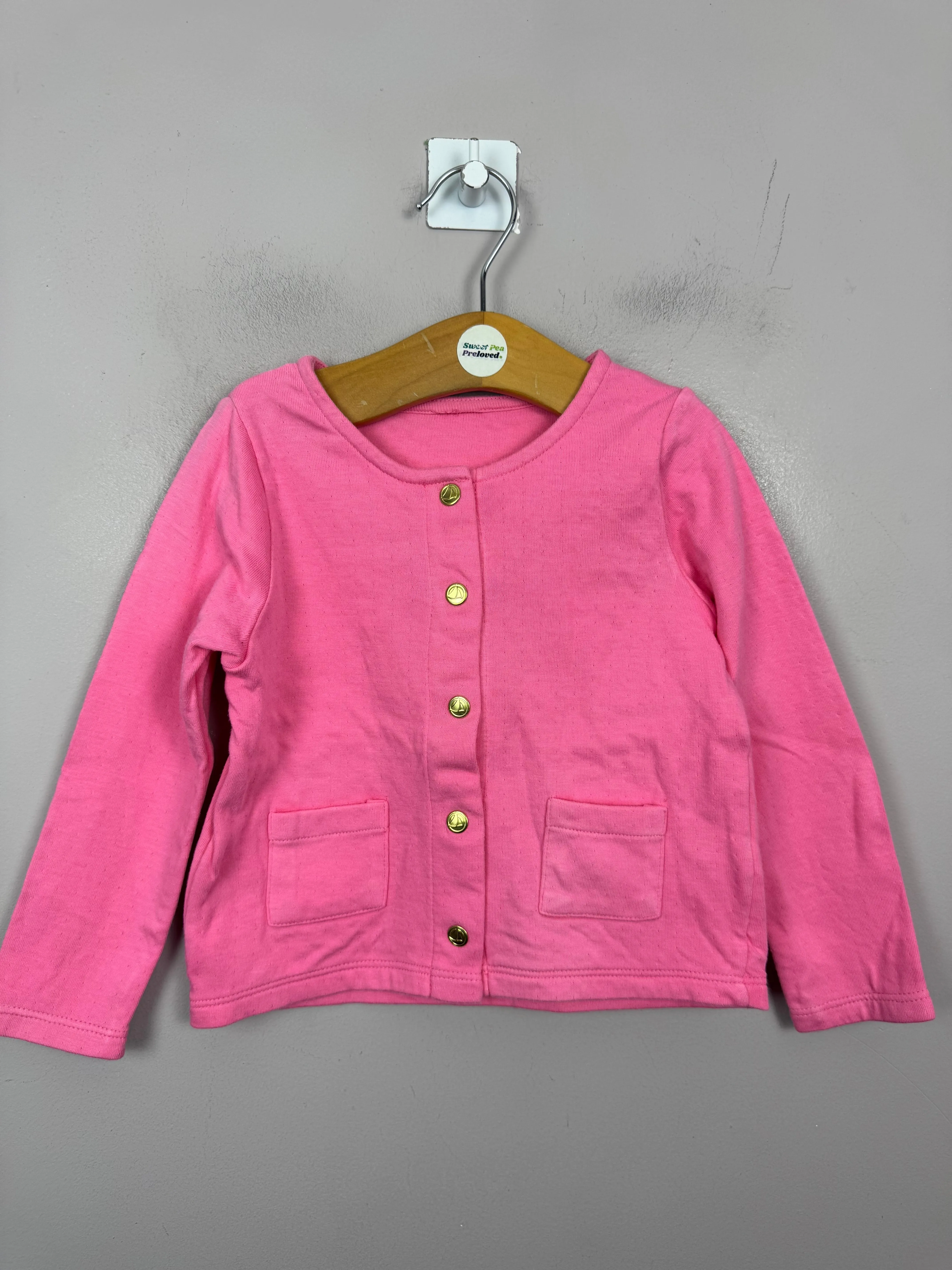Petit Bateau Pink Jersey Cardigan 24m