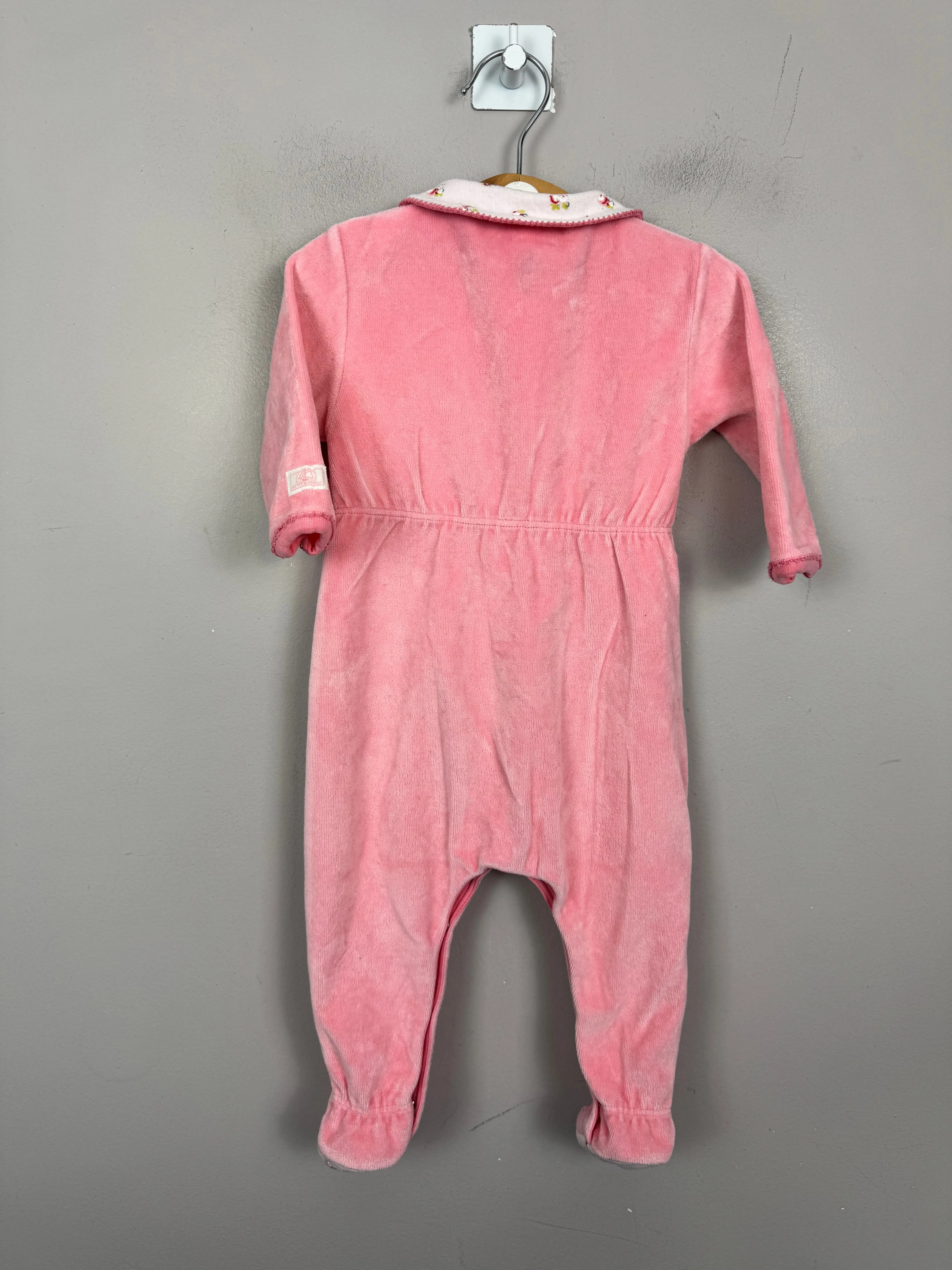 Petit Bateau pink velour sleepsuit 6m