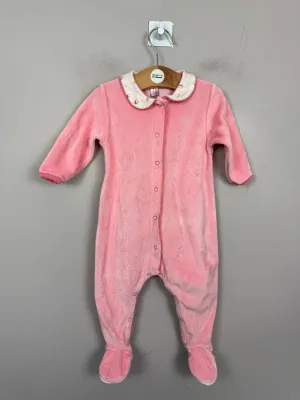 Petit Bateau pink velour sleepsuit 6m