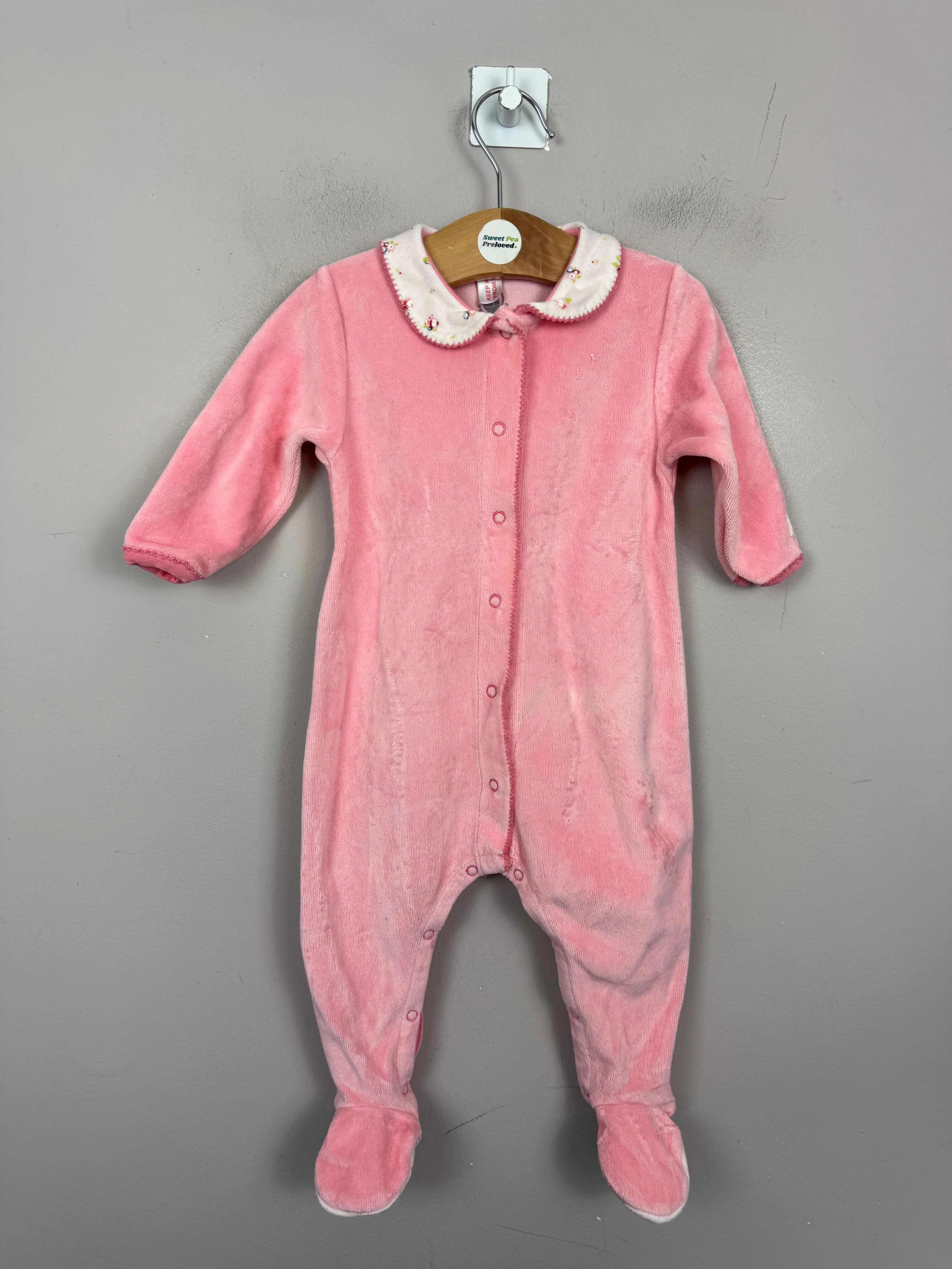 Petit Bateau pink velour sleepsuit 6m