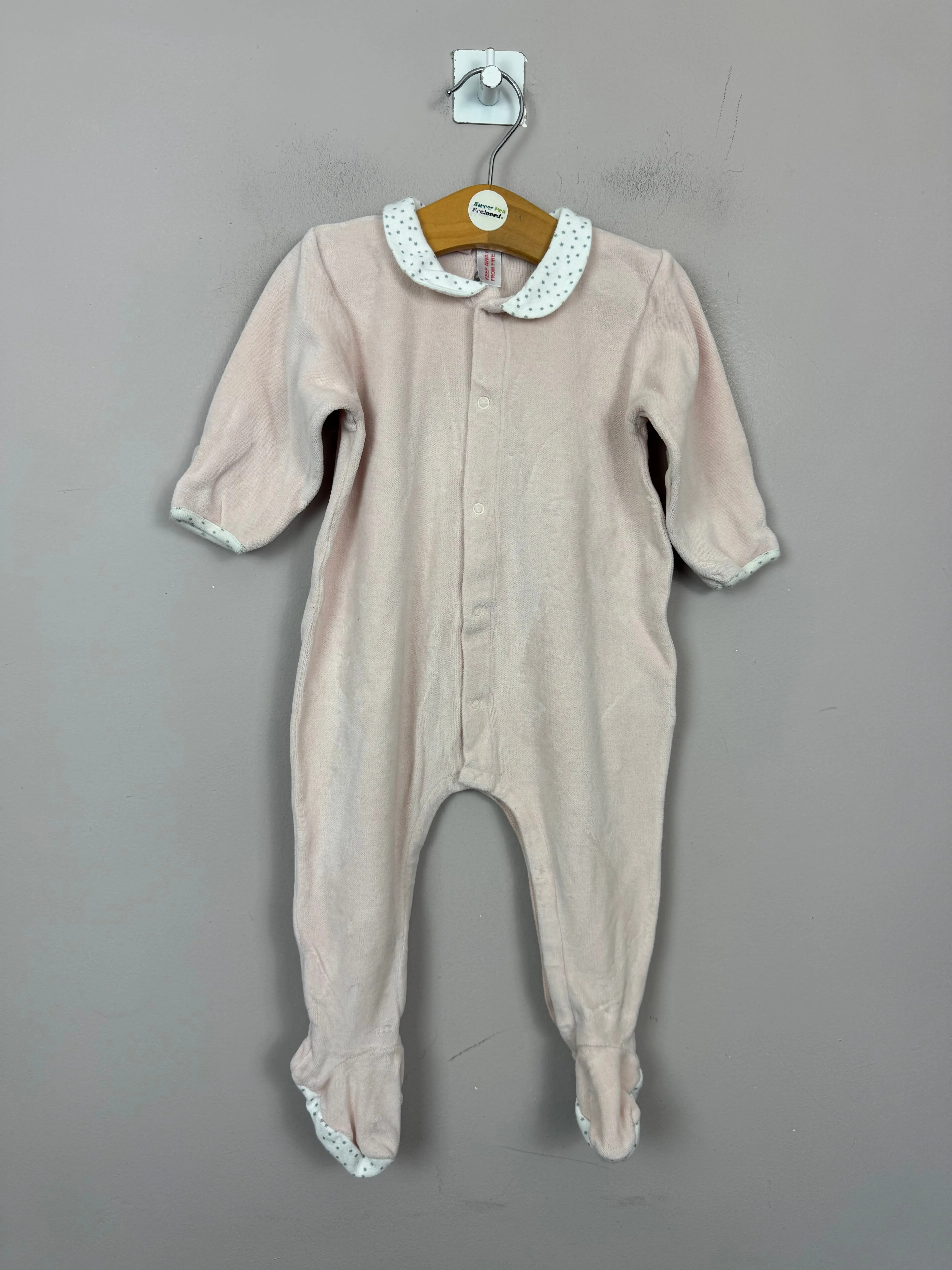 Petit Bateau Velour Sleepsuit 12m