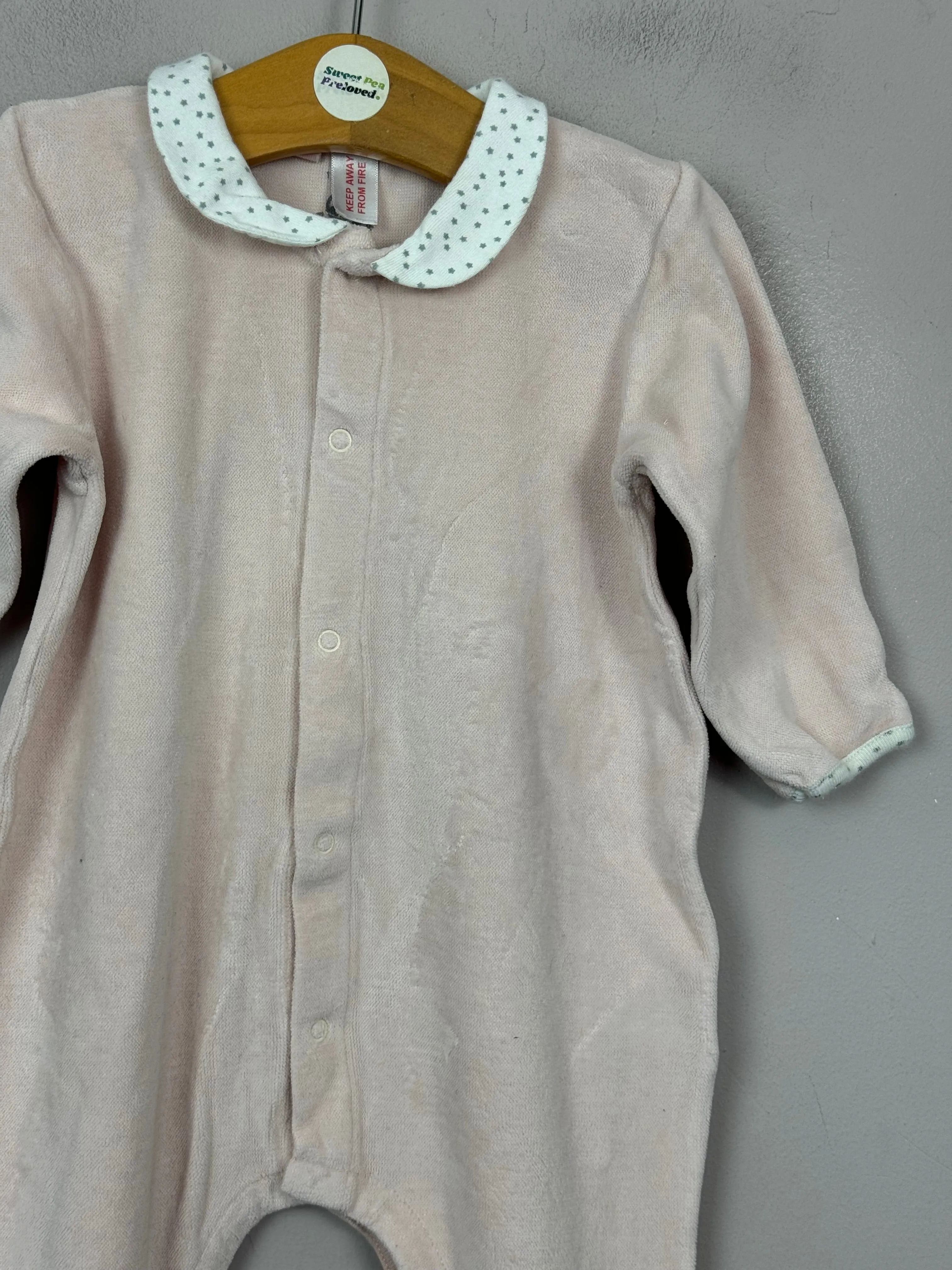 Petit Bateau Velour Sleepsuit 12m