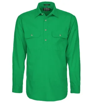 Pilbara Mens Closed Front Long Sleeve Shirt - Kelly Green